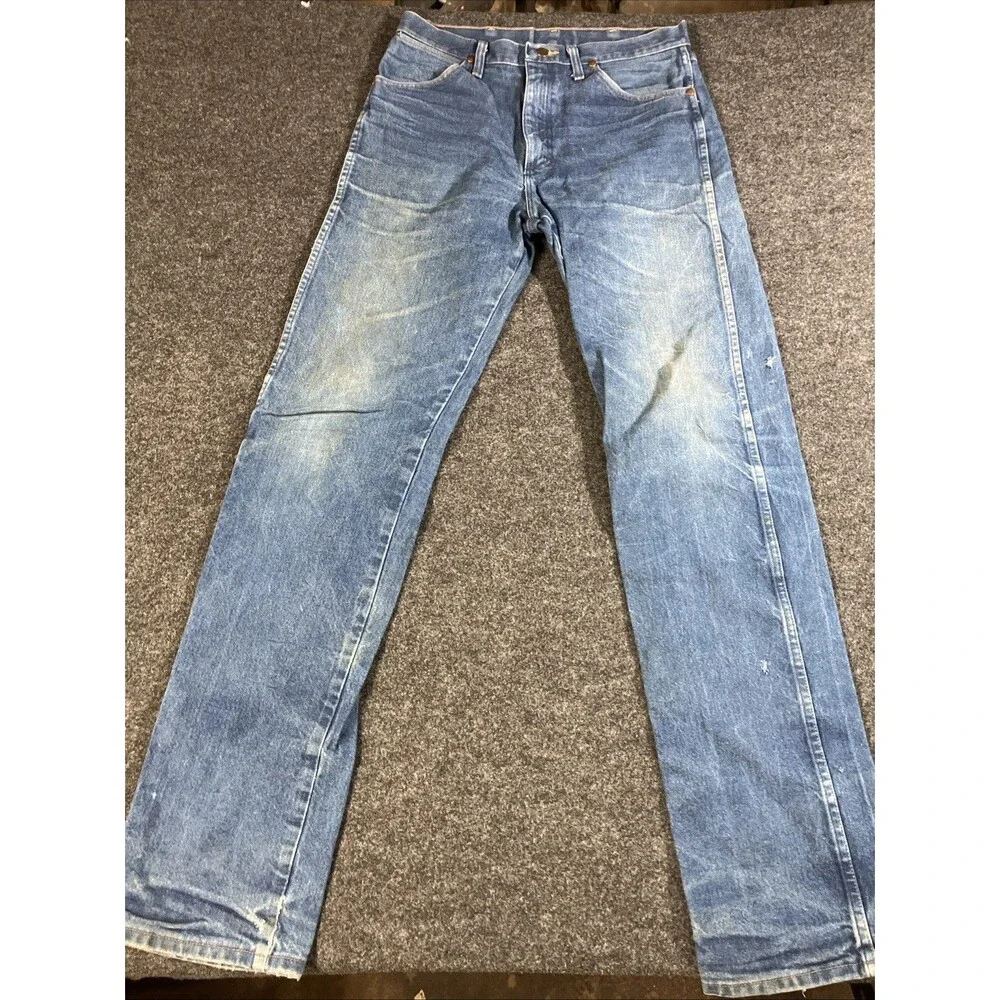 Wrangler 13MWZ Cowboy Cut Jeans Mens 33x38 Blue Rigid Denim High Rise Western